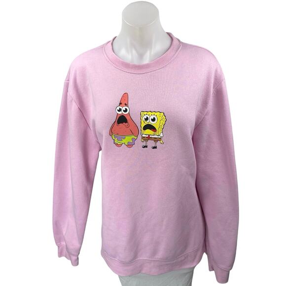 Nickelodeon Pink Spongebob Squarepants Long Sleeve Fleece Sweatshirt Top Size L - Picture 1 of 6